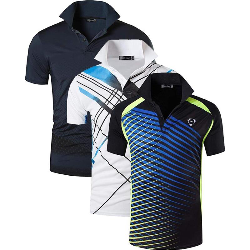 Jeansian 3 Pack Men's Sport Tee Polo Shirts POLOS Poloshirts Golf Tennis Badminton Dry Fit Short Sleeve LSL195 PackE