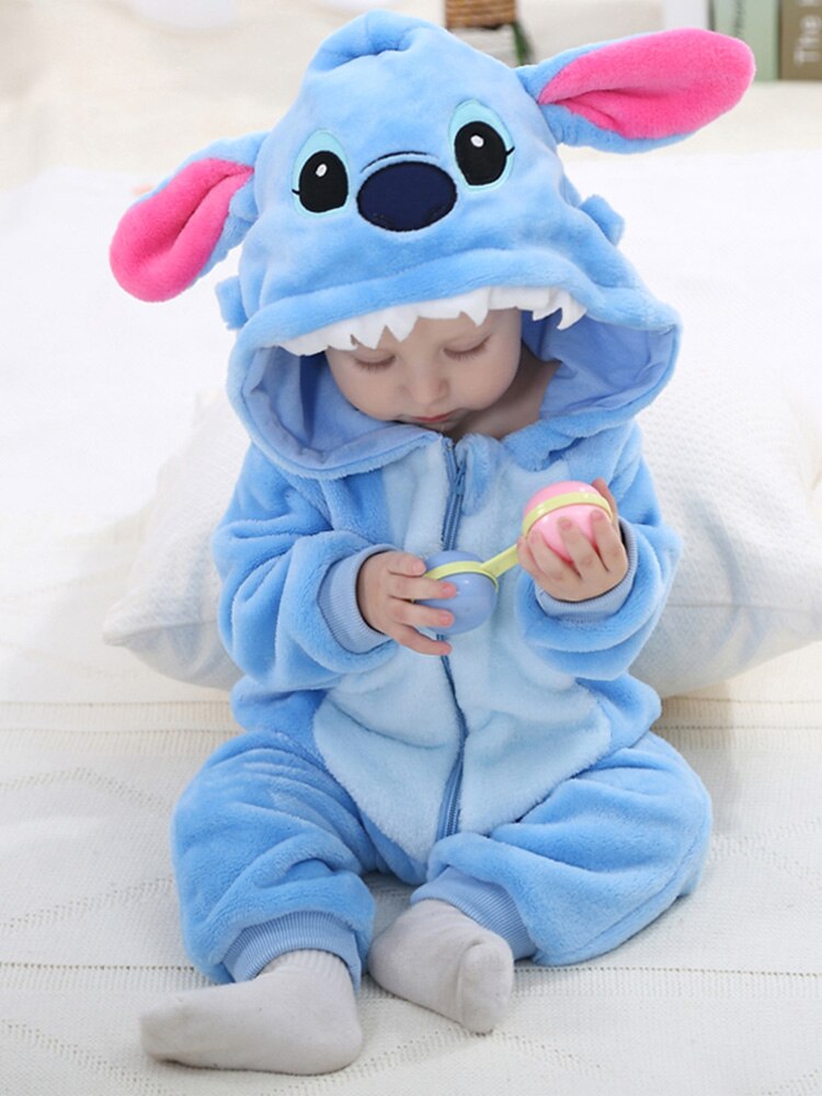 Baby Costume Blue stich Cosplay Anime Boy Girl Halloween Pajamas 1-3 Years Children Kid kawaii Cute Zipper Kigurumis Jumpsuit