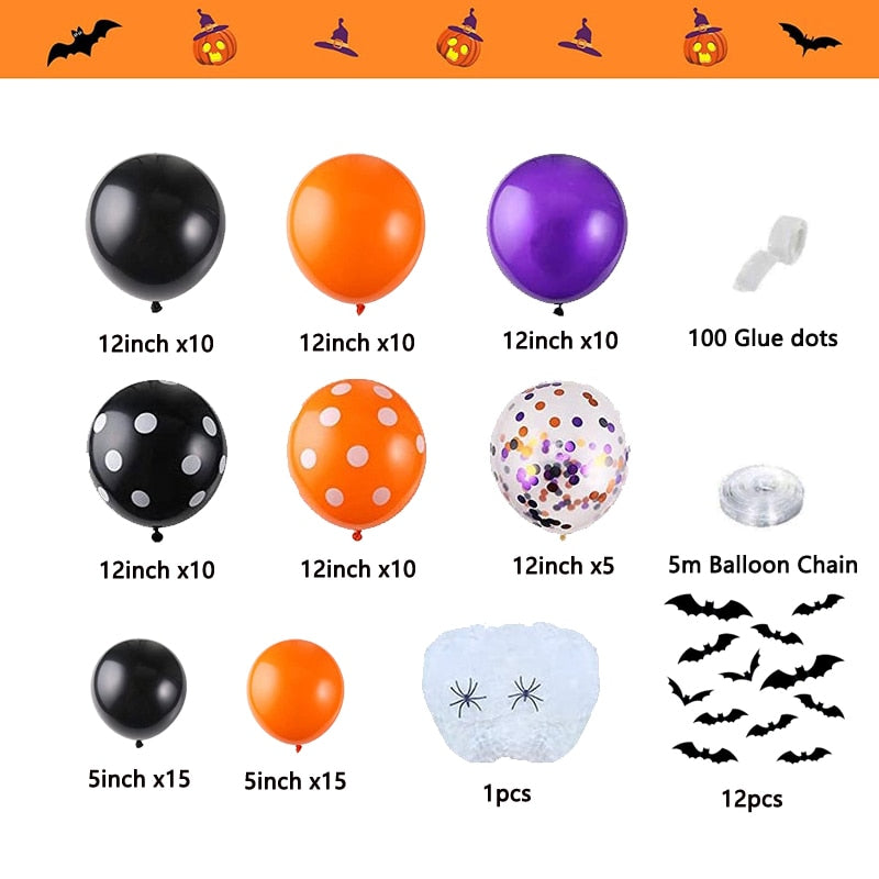 Decoracion Halloween 2024 Balloon Spider Web Halloween Decorations For Home Party Balloons Garland Decor Black Orange Baloon