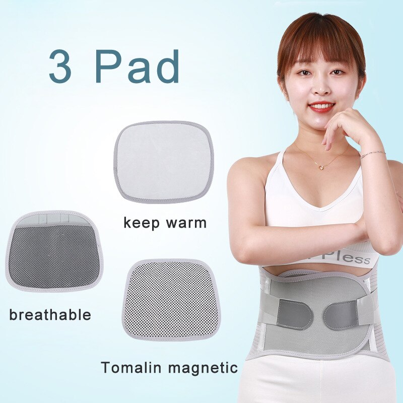 Orthopedic Tourmaline Self-heating Magnetic Steel Bone Waist Widen Belt Men Women Lumbar Support Back Brace Belt With 3pcs Pad