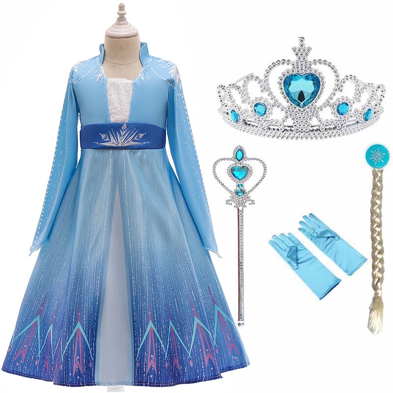 Frozen Elsa Girl Princess Dress 3-12Y Winter Baby Girl Clothes Kids Halloween Party Cosplay Costume Children Anna Dress 3 to 12Y
