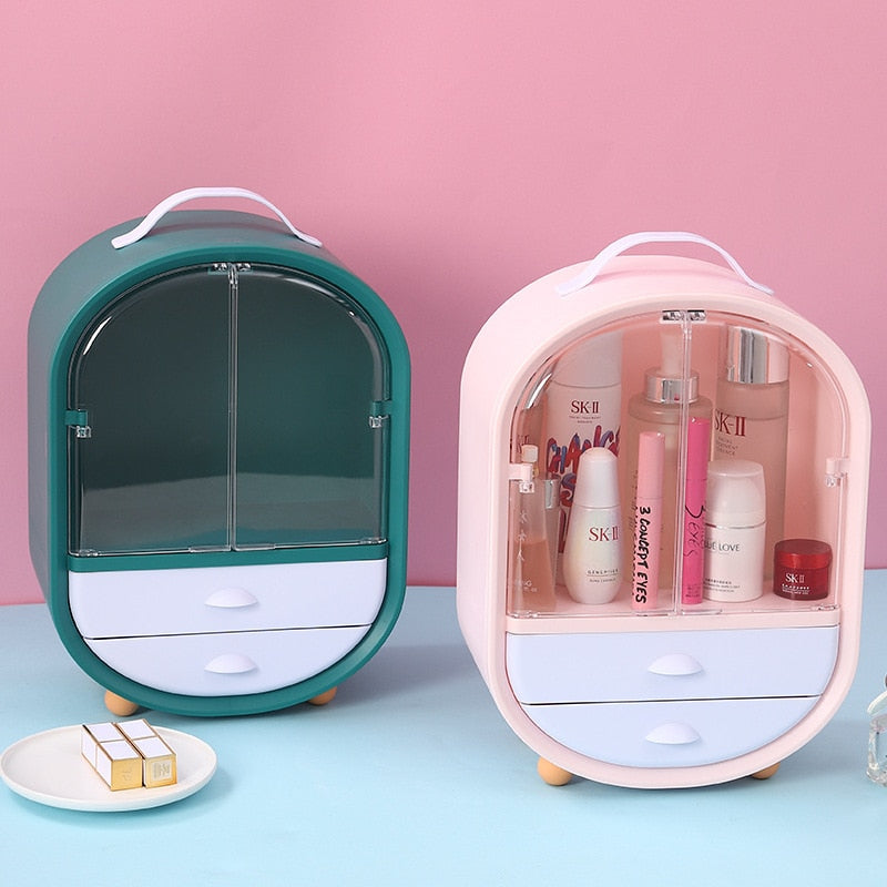 Makeup Organizer Cosmetic Storage Box Lipstick Rack Jewelry Storage Box Cosmetic Brush Portable Drawer with Cover Dust-proof
