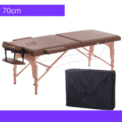 Massage Table Portable 2 Section Folding Couch Bed Lightweight Beauty Salon Tattoo Therapy Wooden Frame  70 cm width -Black