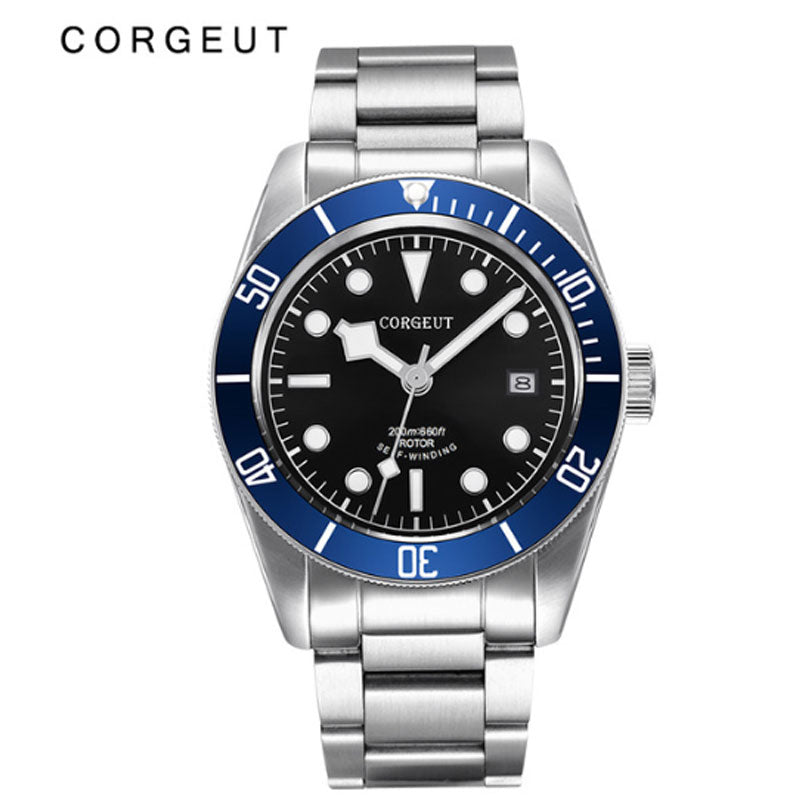 Corgeut Luxury Brand Black Dial Men Japan NH35 Automatic Mechanical Watch Military Sport Swim Steel Mechanical Wrist Watches