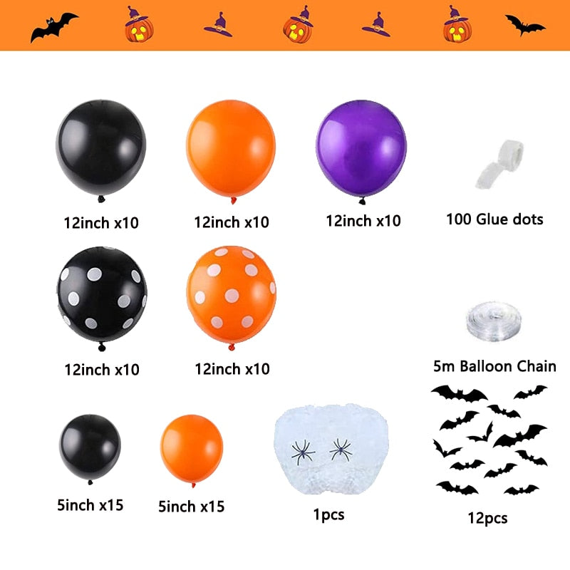 Decoracion Halloween 2024 Balloon Spider Web Halloween Decorations For Home Party Balloons Garland Decor Black Orange Baloon