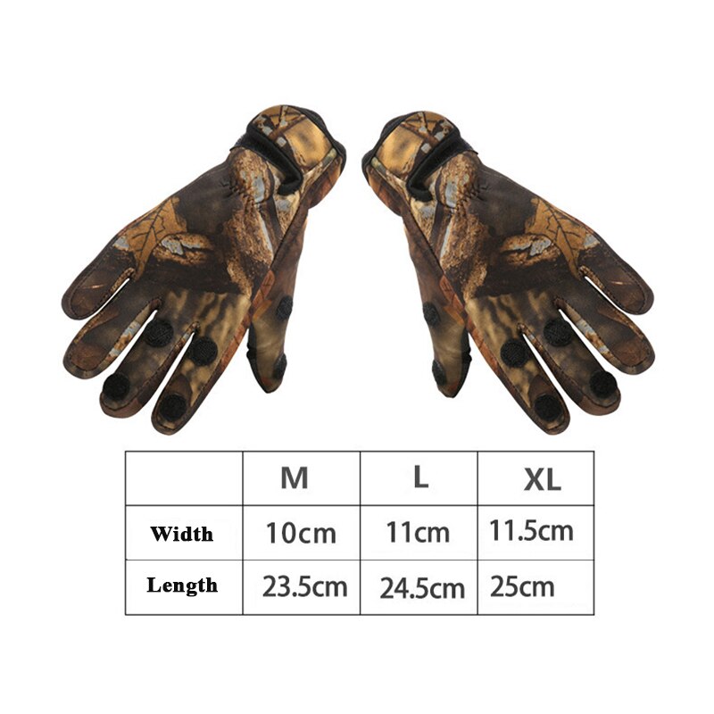 Three finger Cut Keep Warm Fishing Gloves Breathable Non-Slip Fisherman Gloves Neoprene Camping Hiking Gloves Camo Sport Mittens