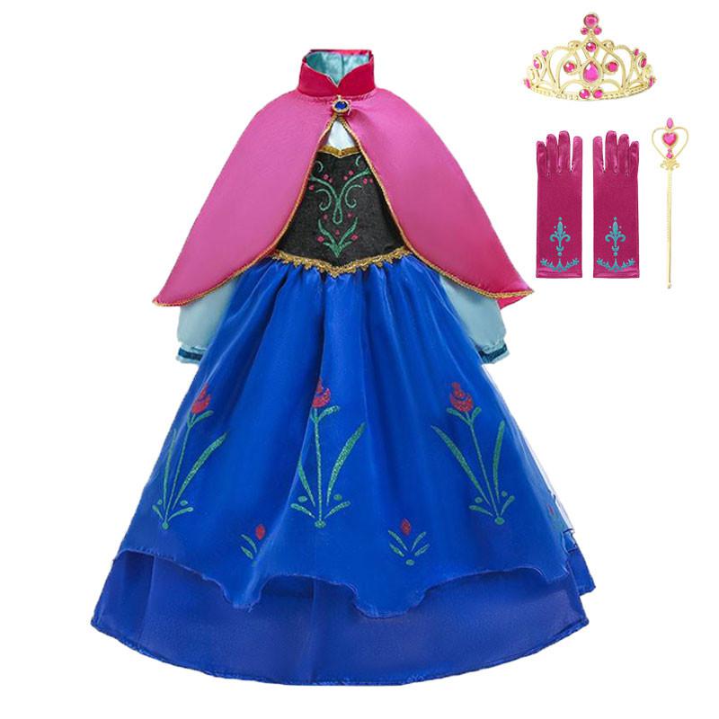 Frozen 2 Fantastic Anna Princess Dresses Girls Halloween Costume Long Gown Kids Carnaval Wedding Dress Children Cosplay Clothing