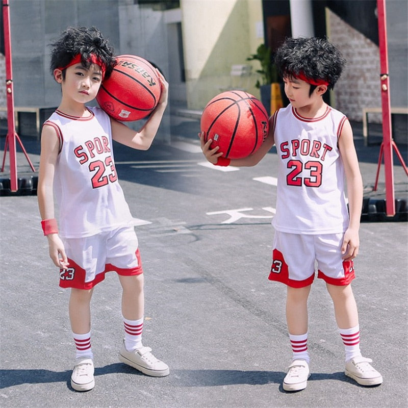 Student Football Uniform Tracksuit Set Baby Sport Jerseys Kids Boys Team Basketball Jersey Suits Soccer Clothes Set Uniform Set