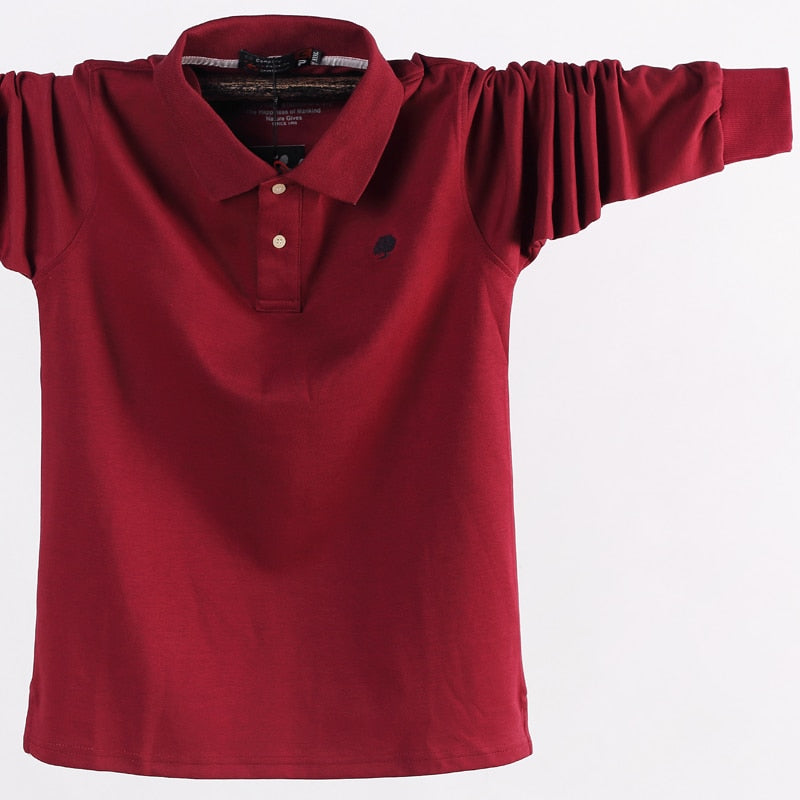 Men Polo Shirt Men's Business Work Casual Cotton Male Top Tees Autumn Long Sleeve Turn-down Collar Polo Shirts Plus Size 5XL 6XL