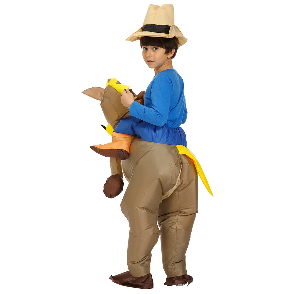 40 to 59 Inch Tall Kids Gift Animal Halloween Costume for Kids Inflatable Cowboy Ride Horse Children's Day Purim Party Dress