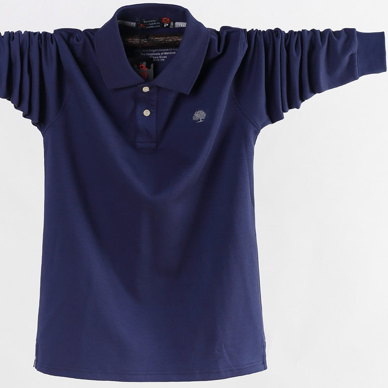 Men Polo Shirt Men's Business Work Casual Cotton Male Top Tees Autumn Long Sleeve Turn-down Collar Polo Shirts Plus Size 5XL 6XL