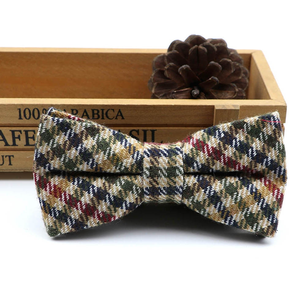 High Quality Men's Wool Cotton Bow Tie For Men Wedding Business Butterfly Solid Plaid Bowtie England Cravat Clothing Accessories