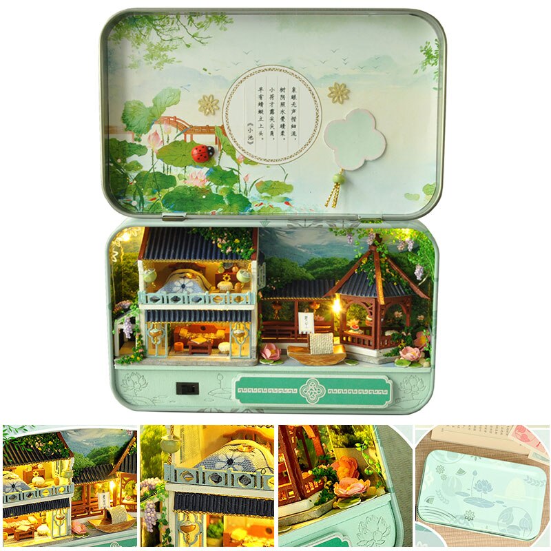 Box Theatre Dollhouse Miniature Toy with Furniture DIY Miniature Doll House LED Light Toys for Children Birthday Gift TH5