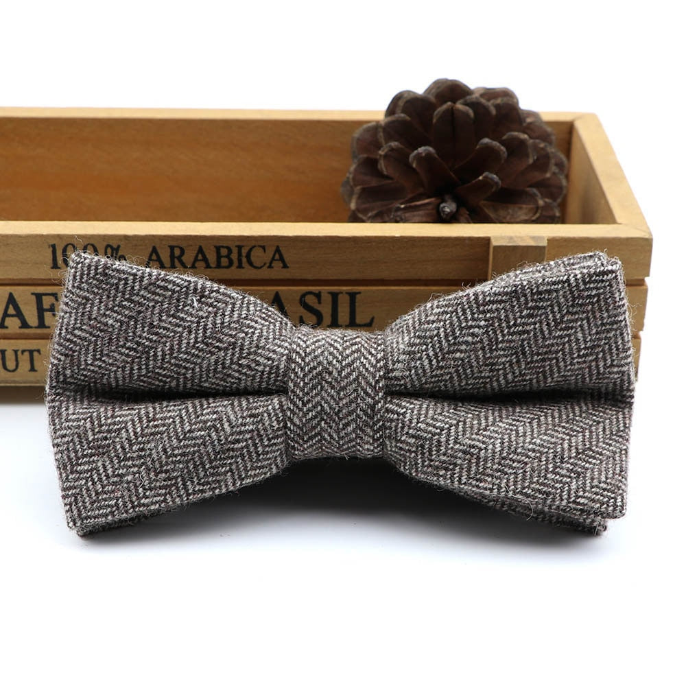 High Quality Men's Wool Cotton Bow Tie For Men Wedding Business Butterfly Solid Plaid Bowtie England Cravat Clothing Accessories