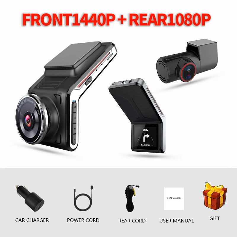 U2000 dash cam front and rear 1440p view camera Lens CAR dvr with 2 cam video recorder Auto Dvrs Night Vision 24H Parking mode