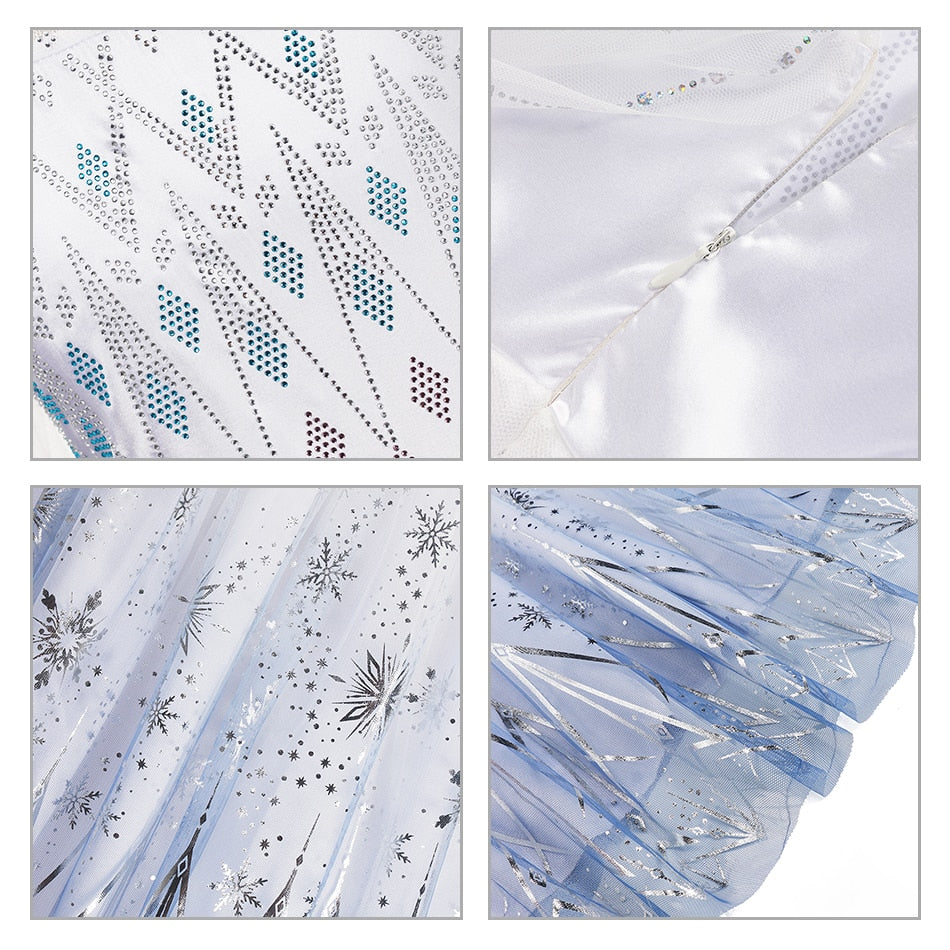 Disney 2022 Snow Queen Elsa Princess Costume Girls Halloween Party Frozen Elsa Dress Up Clothing Kids Sequins Dresses Vestidos
