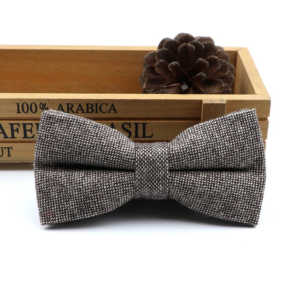 High Quality Men's Wool Cotton Bow Tie For Men Wedding Business Butterfly Solid Plaid Bowtie England Cravat Clothing Accessories