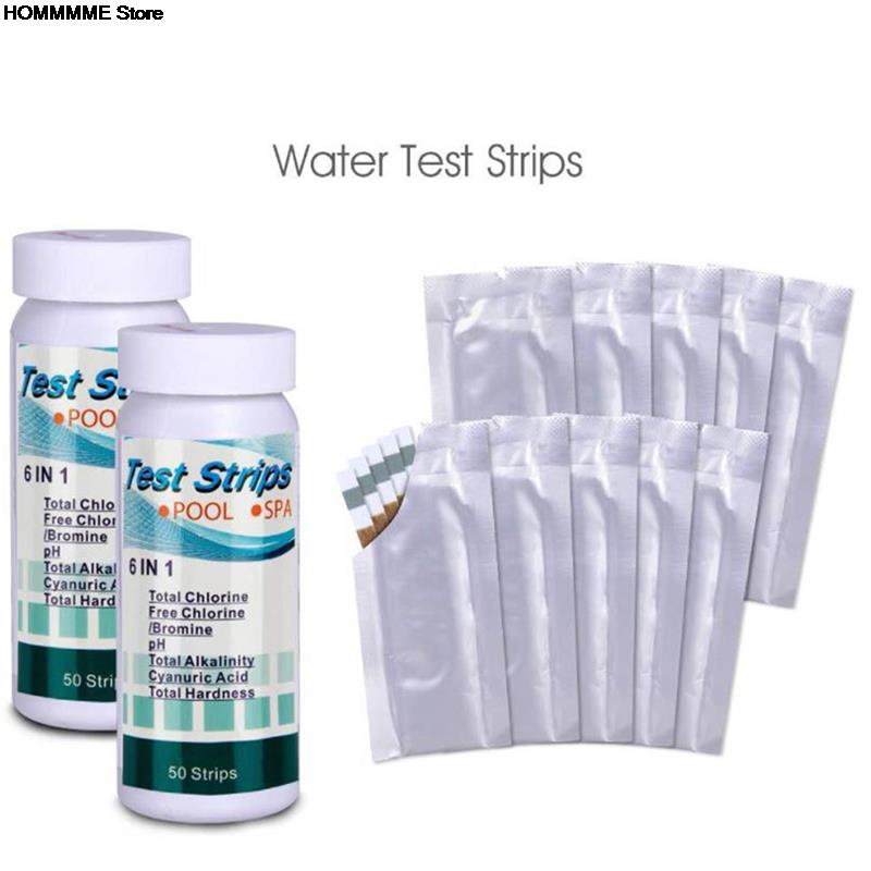 50 Pcs/Bottle 6 In 1 Multipurpose Chlorine PH Test Strips SPA Swimming Pool Water Tester Paper