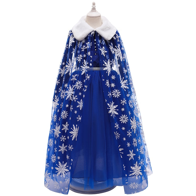 Frozen Elsa Girl Princess Dress 3-12Y Winter Baby Girl Clothes Kids Halloween Party Cosplay Costume Children Anna Dress 3 to 12Y