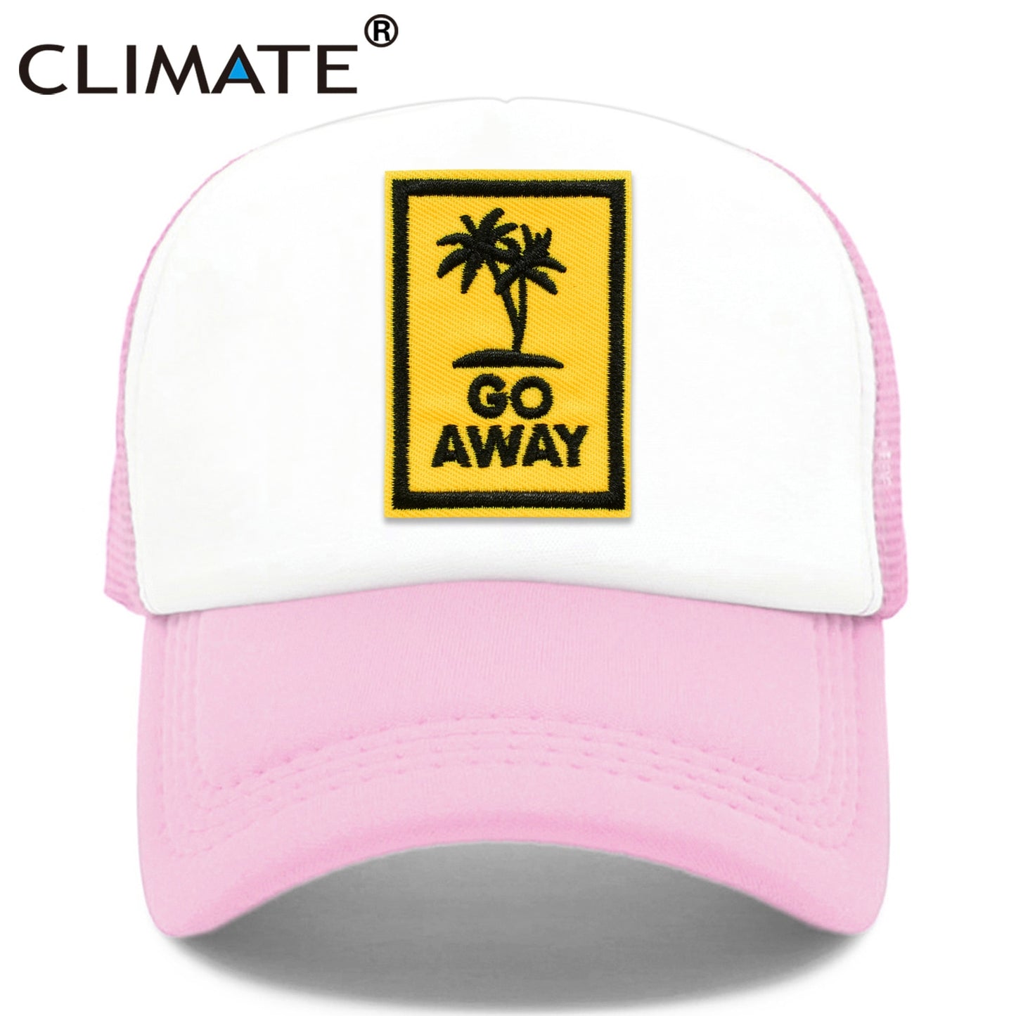 CLIMATE Go Away Trucker Cap Hat Seaside Vacation Caps Sandbeach Coconut Holiday Mesh Cap HipHop Hat for Men Women Youth