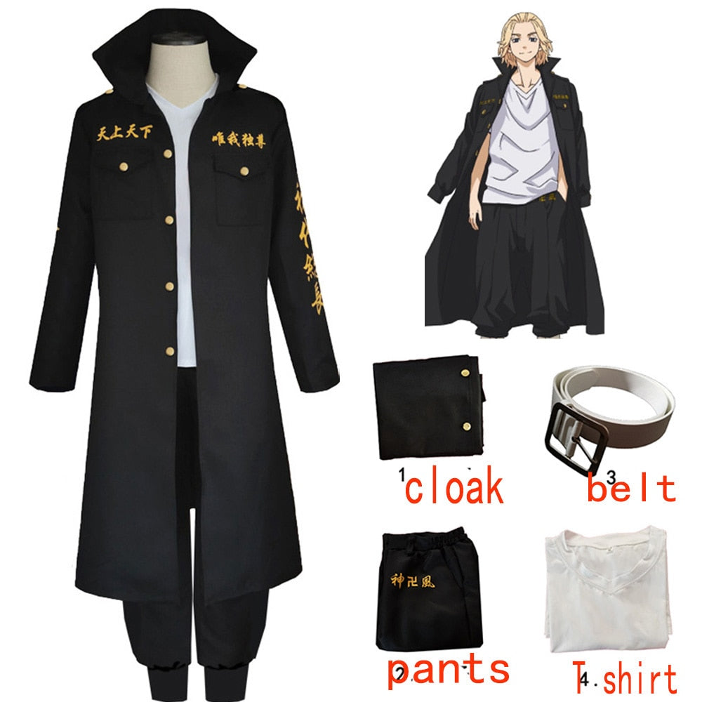 Anime Tokyo Revengers Sano Manjiro Cosplay Costume Unisex Tokyo Manji Gang Mikey Jacket Cloak Pants Halloween Party