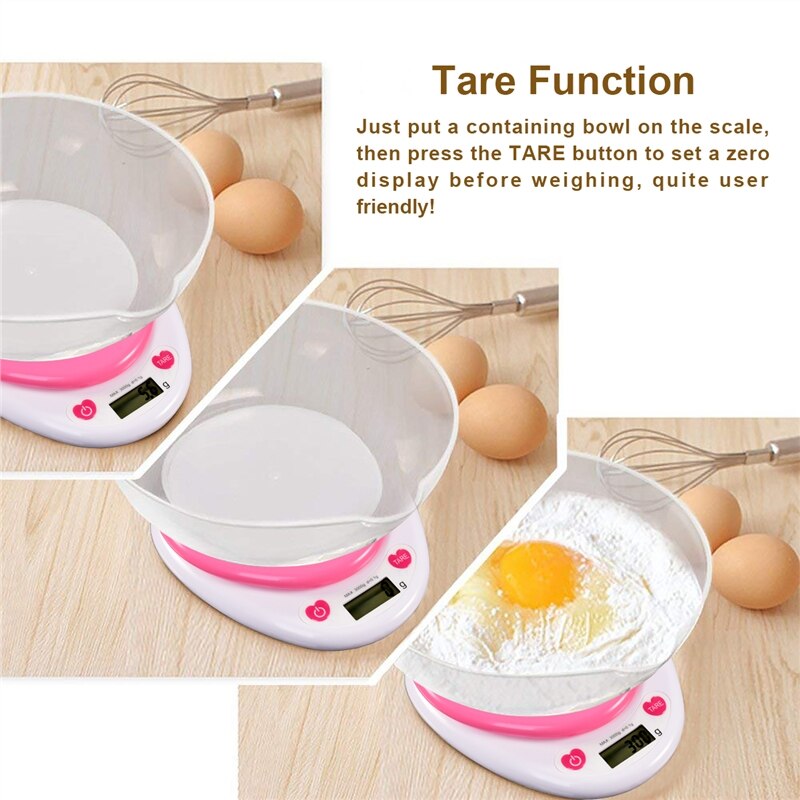 Portable Digital Kitchen Scale LCD Monitor Auto Zero Auto Poweroff Solid Heart Shape Gift For Measuring Weight Food Water Powder