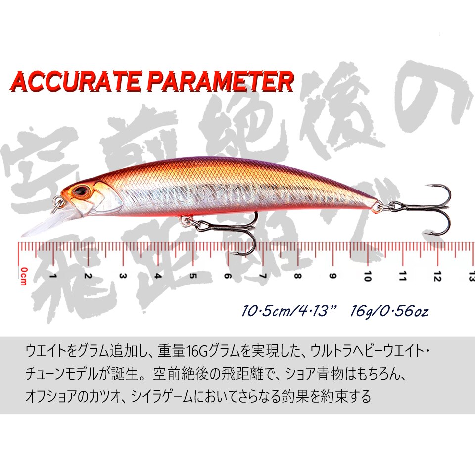 New 105mm 16g Slowly Sinking Minnow Fishing Lures Artificial Swim Bait for Pike Bass Predator Jekbait SPEARHEAD RYUKI