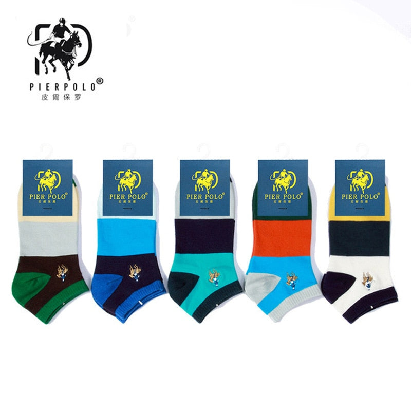 PIER POLO Socks Men Hot Sale Summer Socks Cotton Men's Fashion Short Socks 5 pairs/lot harajuku Happy Socks Men