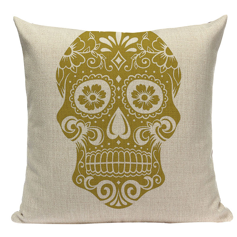 Black Pillowcase Halloween Skull custom Cushion Cover Linen Size 45*45 Printed Throw Pillows Decorative Cojines black