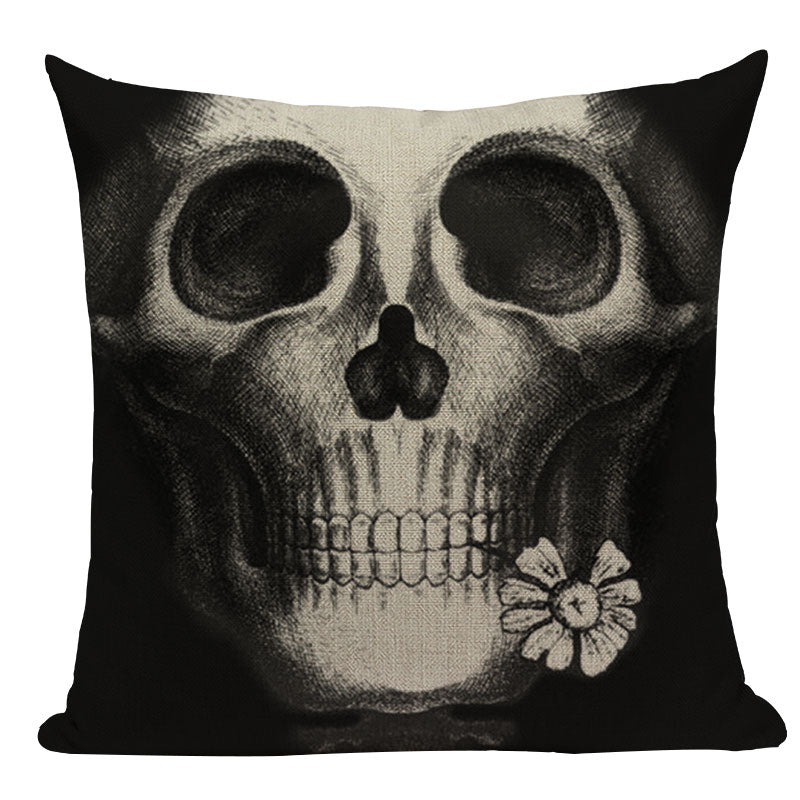 Black Pillowcase Halloween Skull custom Cushion Cover Linen Size 45*45 Printed Throw Pillows Decorative Cojines black