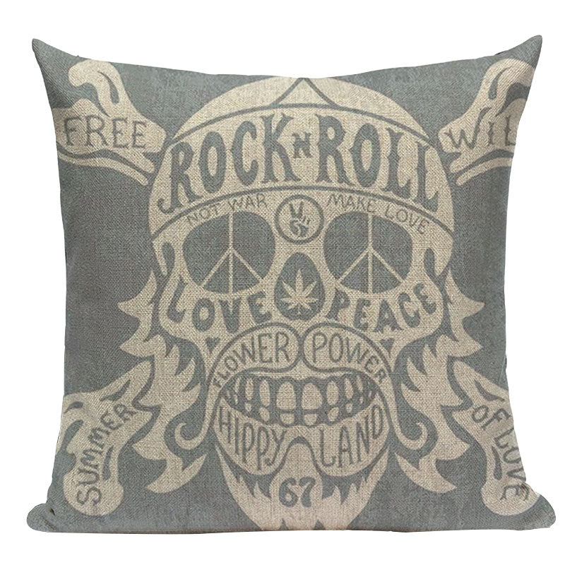 Black Pillowcase Halloween Skull custom Cushion Cover Linen Size 45*45 Printed Throw Pillows Decorative Cojines black