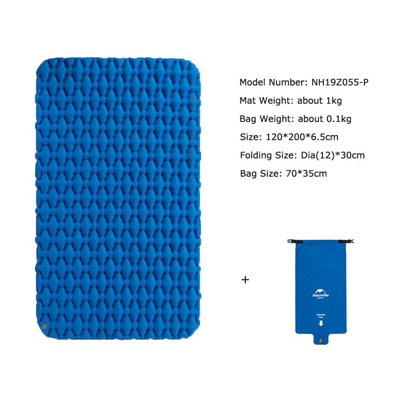 Naturehike Outdoor Camping Inflatable Cushion Moisture-proof Sleeping Bag Mattress Mat Pad With Inflatable Bag For 1-2 Persons