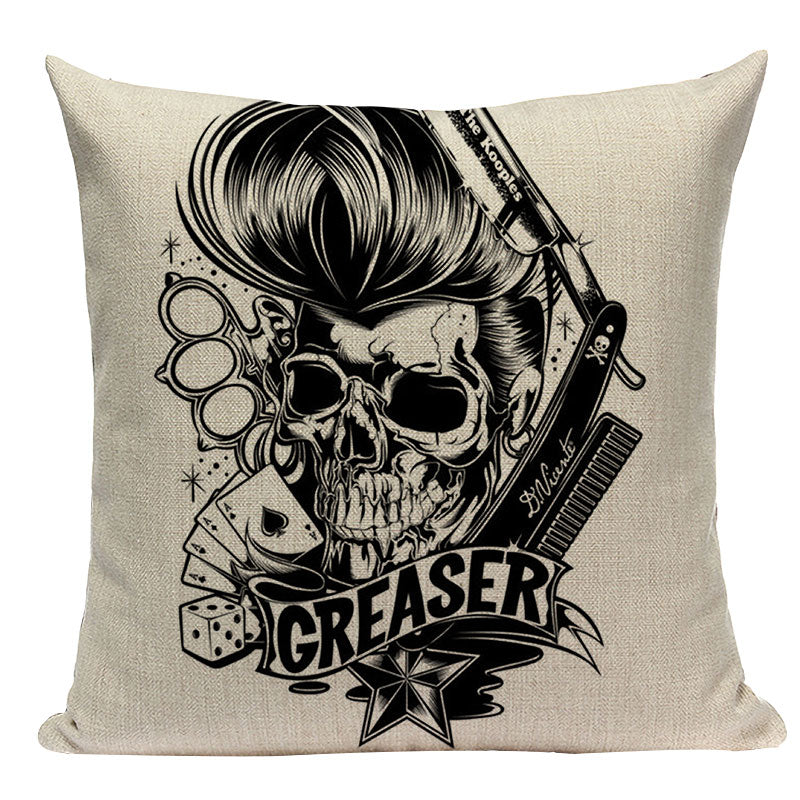 Black Pillowcase Halloween Skull custom Cushion Cover Linen Size 45*45 Printed Throw Pillows Decorative Cojines black