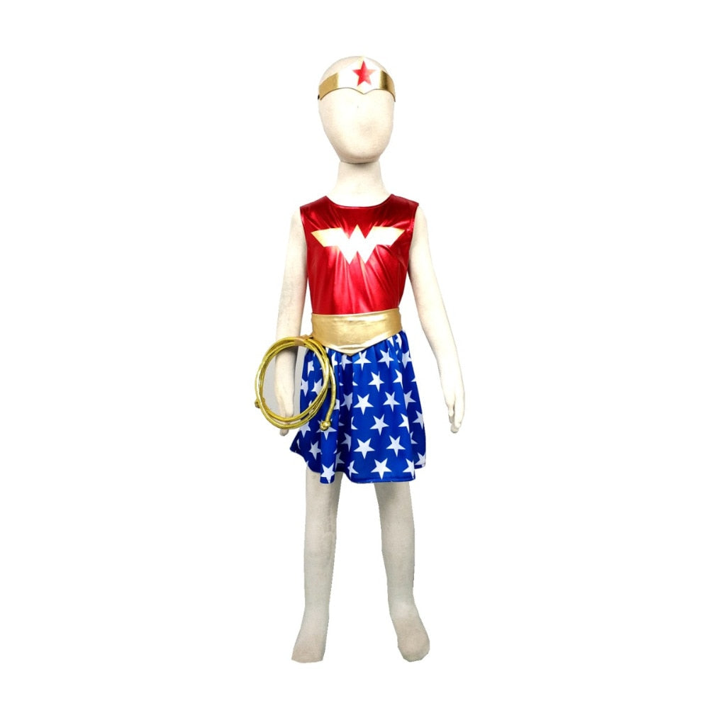 SuperHero Girls Costume for Kids TuTu Dress  Halloween Costume (3-9Years) Wonder Girls Party Dress