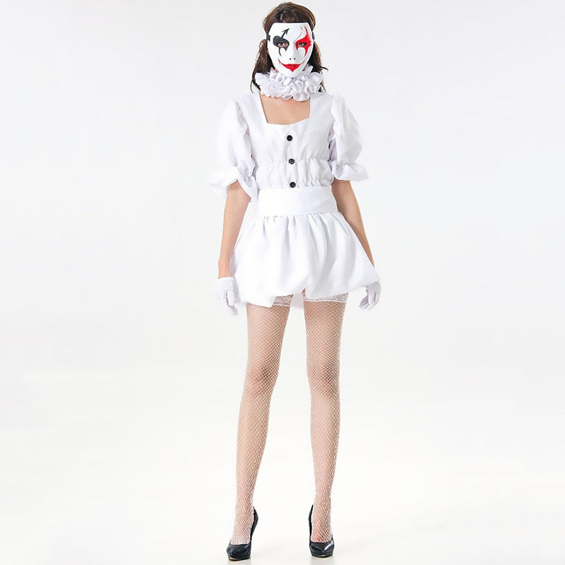 Women Clown Costume Girl Pennywise Costume Adult Women Terror Clown costume for Halloween Fancy Party Dress