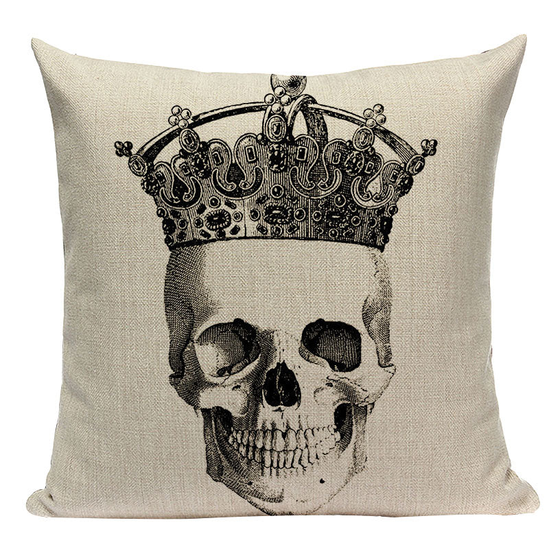 Black Pillowcase Halloween Skull custom Cushion Cover Linen Size 45*45 Printed Throw Pillows Decorative Cojines black