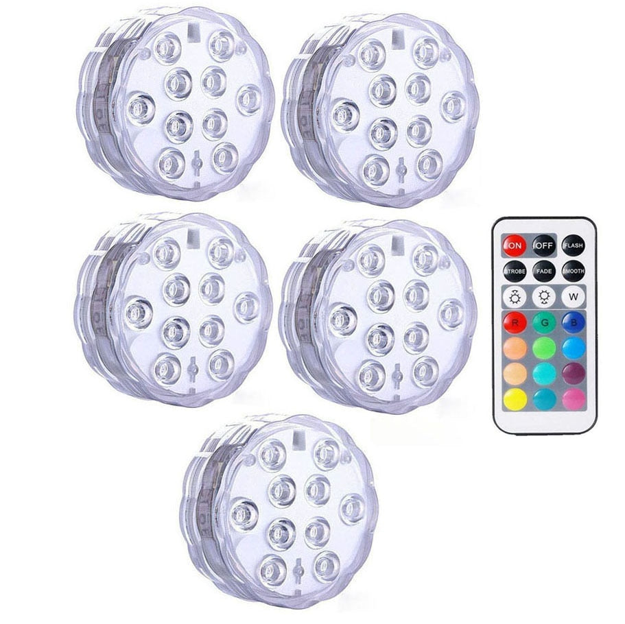 IP68 Waterproof Multi Color Submersible LED Lights Underwater Night Lamp Tea Light Vase Bowl Party Wedding Christmas Decoration