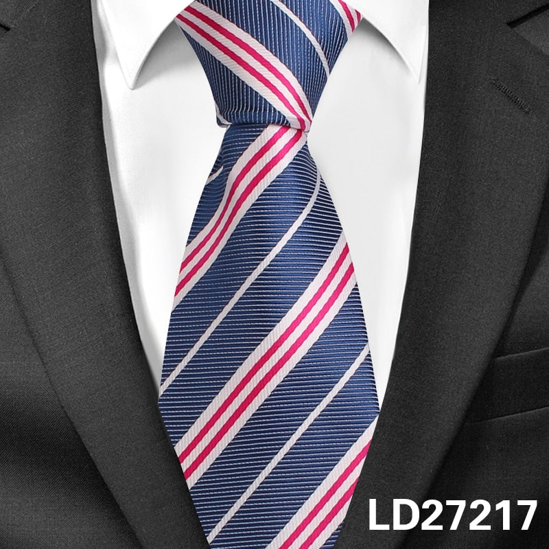 Classic Plaid Neck Ties for Men Casual Suits Tie Gravatas Stripe Blue Mens Neckties For Business Wedding 8cm Width Men Ties