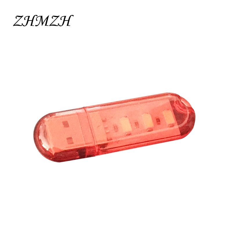 LED USB Night Light Portable U Disk Lamp 3LEDs 1.5W Reading Lamps Colorful Mini Book Lights DC5V Power Bank Powered Camping Bulb