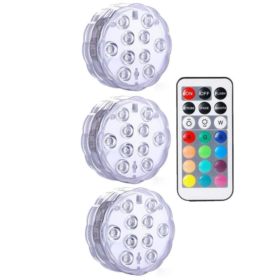 IP68 Waterproof Multi Color Submersible LED Lights Underwater Night Lamp Tea Light Vase Bowl Party Wedding Christmas Decoration