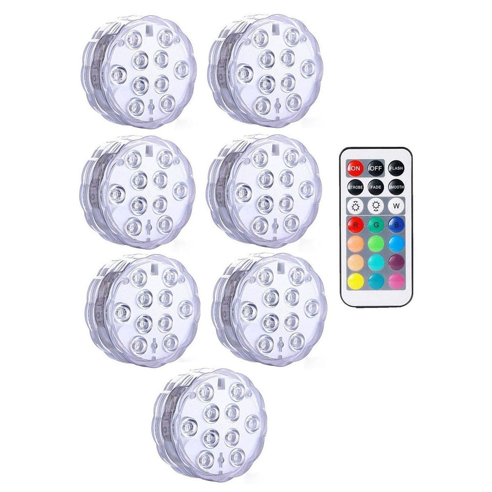 IP68 Waterproof Multi Color Submersible LED Lights Underwater Night Lamp Tea Light Vase Bowl Party Wedding Christmas Decoration