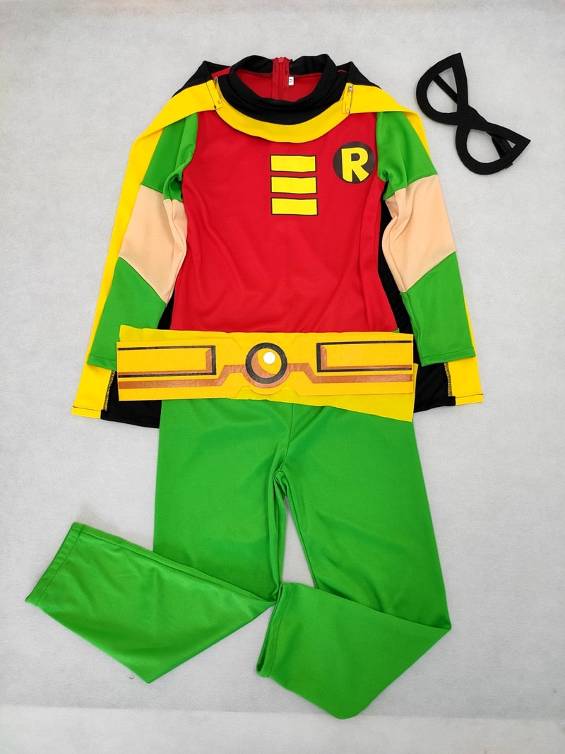 Young Justice Teen  Tim Drake  Robin 3-10years Kids 4pcs/1set Damian Costume Halloween Uniform Custom