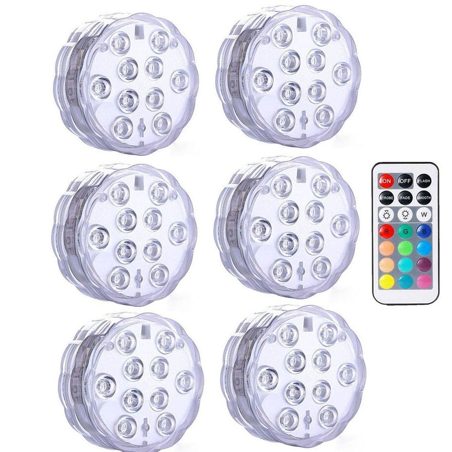 IP68 Waterproof Multi Color Submersible LED Lights Underwater Night Lamp Tea Light Vase Bowl Party Wedding Christmas Decoration