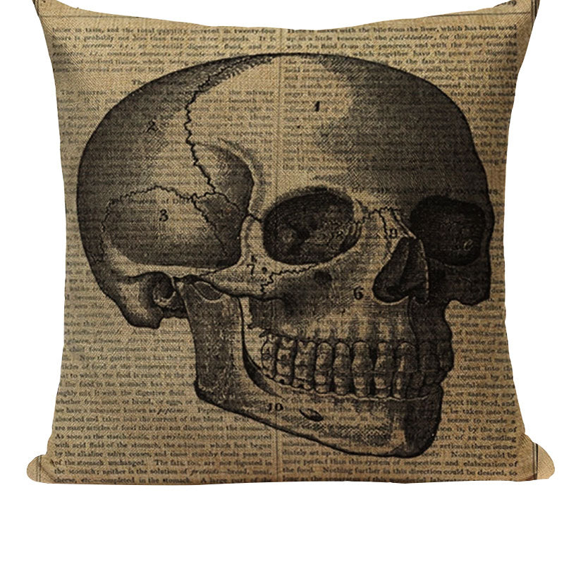 Black Pillowcase Halloween Skull custom Cushion Cover Linen Size 45*45 Printed Throw Pillows Decorative Cojines black