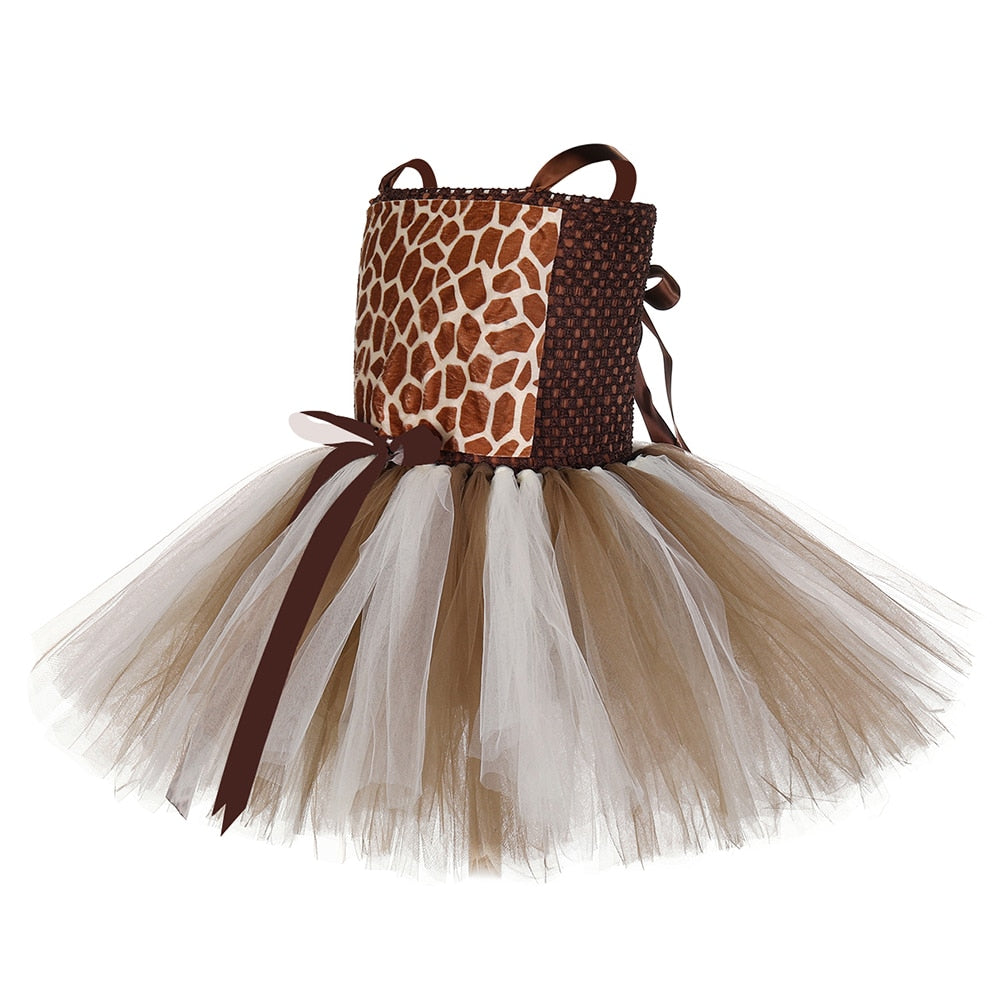 Girls Giraffe Costume Set Kids Halloween Tutu Dress Zoo Animal Outfit Toddler Baby Girl Fancy Birthday Party Dresses Vestido