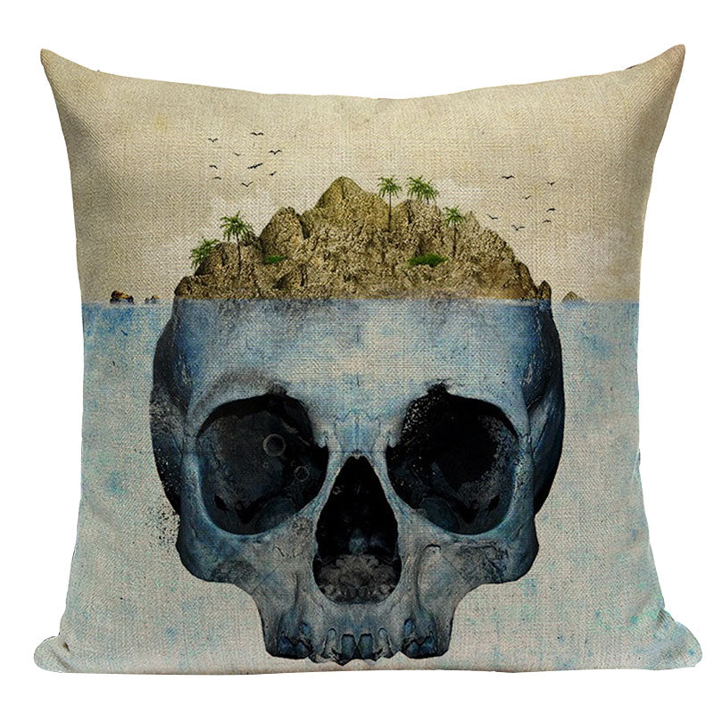 Black Pillowcase Halloween Skull custom Cushion Cover Linen Size 45*45 Printed Throw Pillows Decorative Cojines black