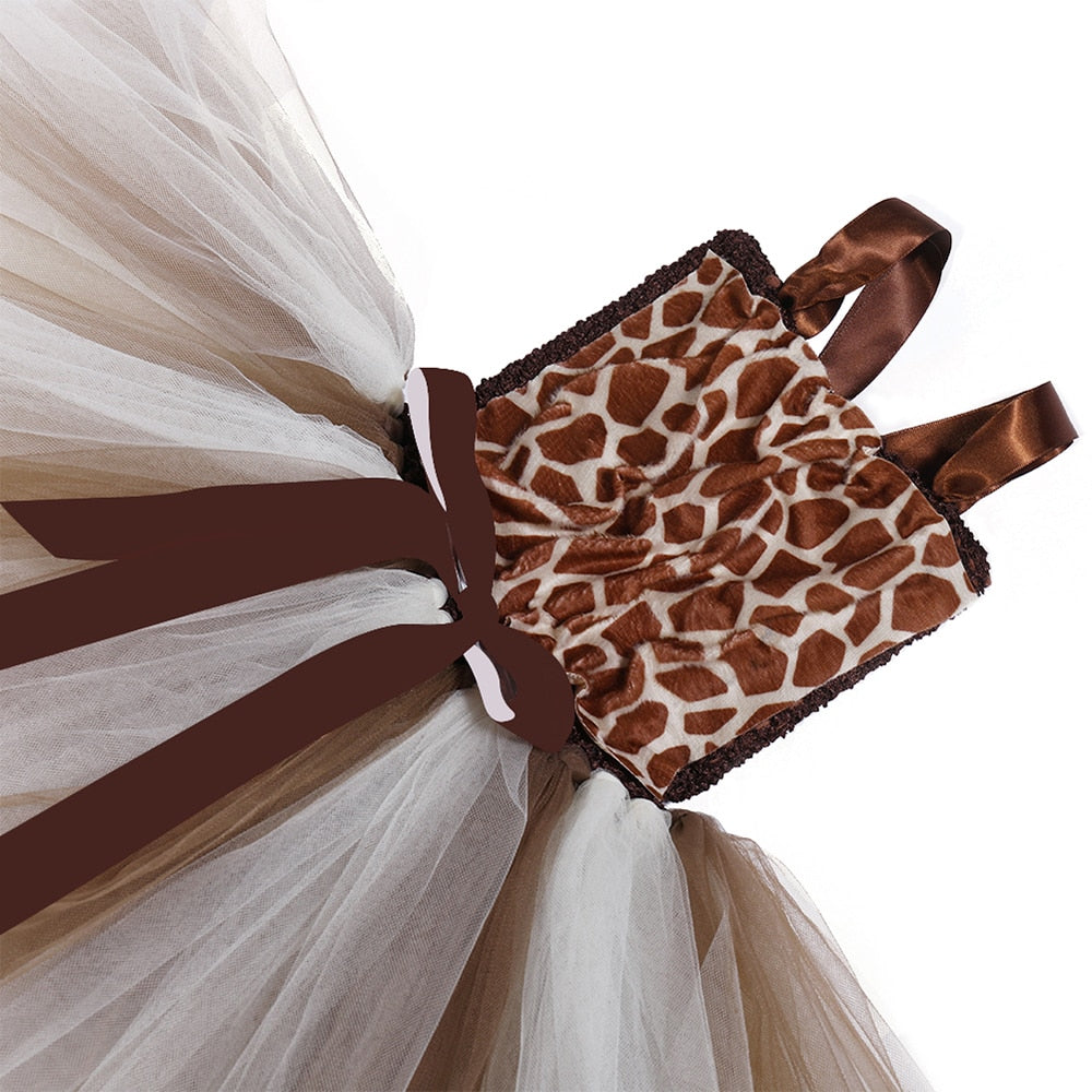 Girls Giraffe Costume Set Kids Halloween Tutu Dress Zoo Animal Outfit Toddler Baby Girl Fancy Birthday Party Dresses Vestido