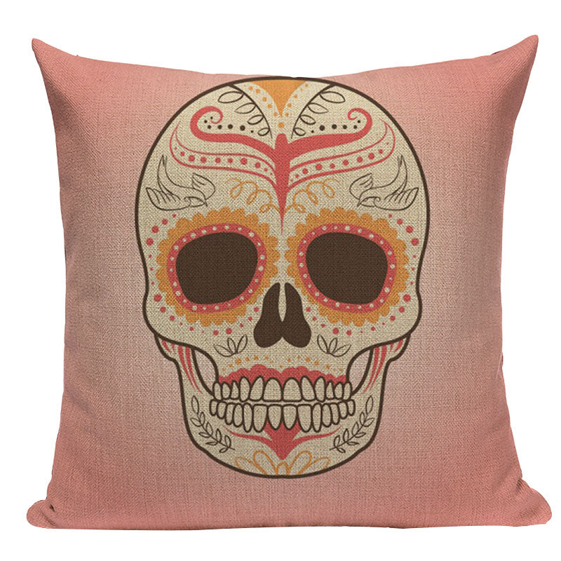 Black Pillowcase Halloween Skull custom Cushion Cover Linen Size 45*45 Printed Throw Pillows Decorative Cojines black