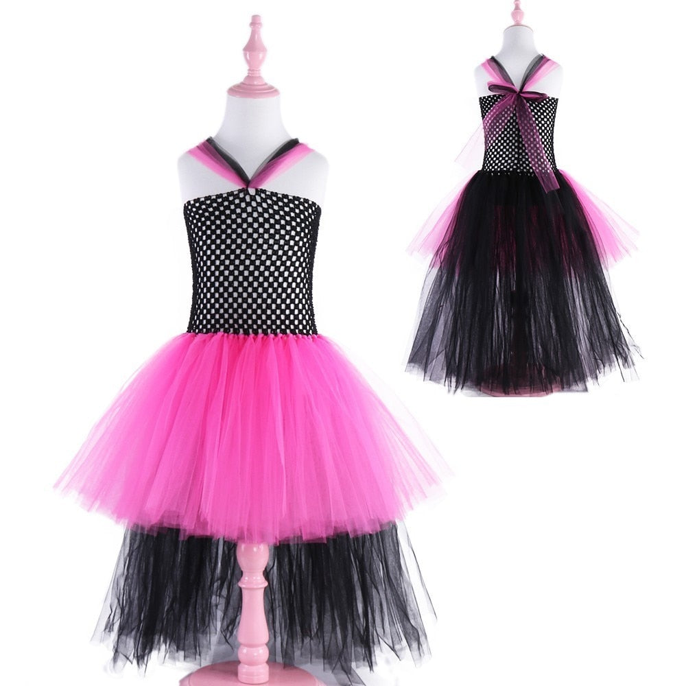 Rock Star Theme Dress for Girls Tutu Dress Cosplay Costume Flower Girl Wedding Tulle Dresses Baby Halloween Carnival Ball Gown