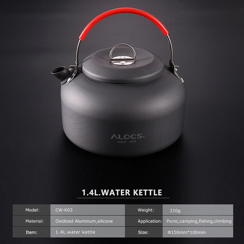 ALOCS CW-K02 CW-K03 Outdoor Water Kettle Teapot Coffee Pot 0.8L 1.4L Aluminum For Picnic Camping Hiking Travel